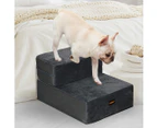 Pawz Pet Ramp Memory Foam Dog 2 Steps Stairs Portable Ladder Dark Grey For Bed
