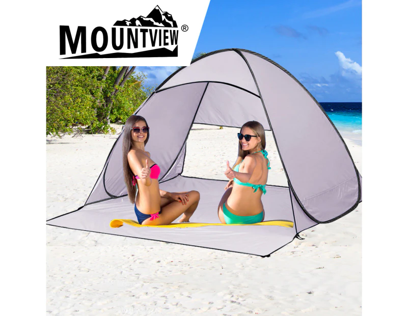 Pop Up Portable Beach Canopy Sun Shade Shelter Outdoor Camping Fishing Tent Mesh - Grey