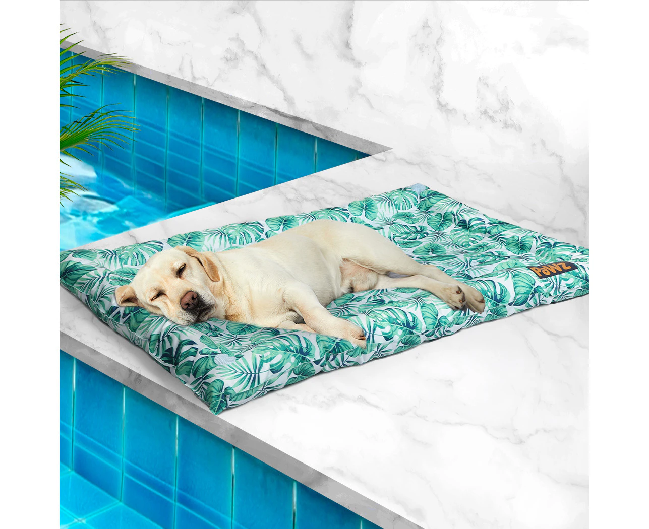 Pawz Pet Cooling Mat Dog Bed Cat Summer Cool Puppy Cold Gel Palm leaf-RectangleM