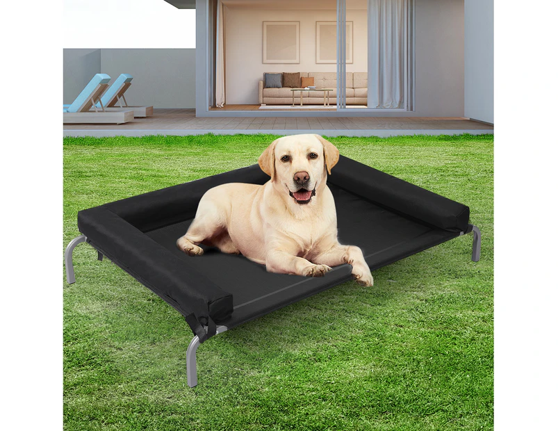 Pawz Elevated Pet Bed Dog Puppy Cat Trampoline Hammock Raised Heavy Duty Black M