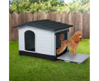 Pawz Dog Kennel Outdoor Indoor Plastic Garden Large House Weatherproof Outside L - Grey