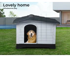 Pawz Dog Kennel Outdoor Indoor Plastic Garden Large House Weatherproof Outside L - Grey