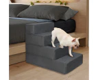 Pawz Pet Ramp Memory Foam Dog 4 Steps Stairs Portable Ladder Dark Grey For Bed
