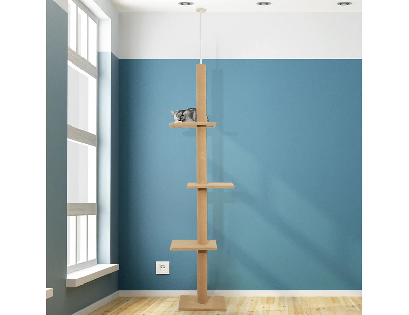 Pawz Cat Tree Scratching Post Scratcher Tower Condo Furniture Ceiling High Cream - 230-286cm Cream Cat Tree