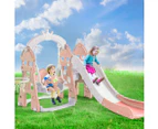 Kids Slide Swing Basketball Hoop Activity Center Toddlers Play Set Outdoor Pink - Multi-Coloured
