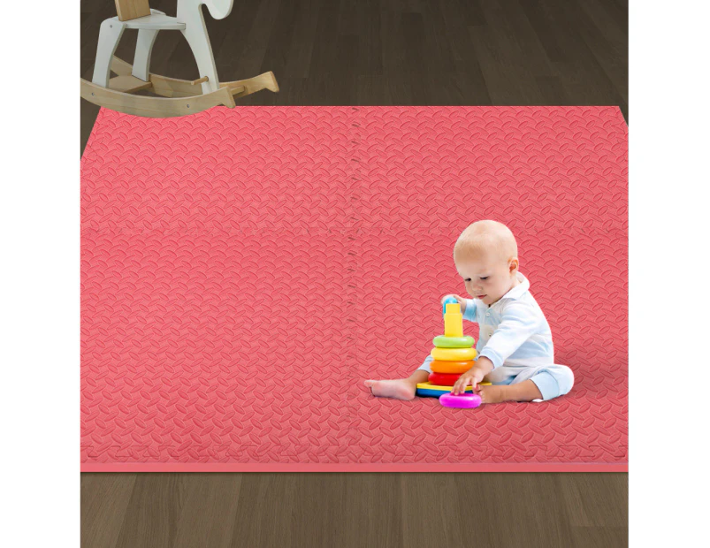 Bopeep EVA Foam Kids Play Mat Floor Kid Crawling Interlocking Home Red 60x60 - Red