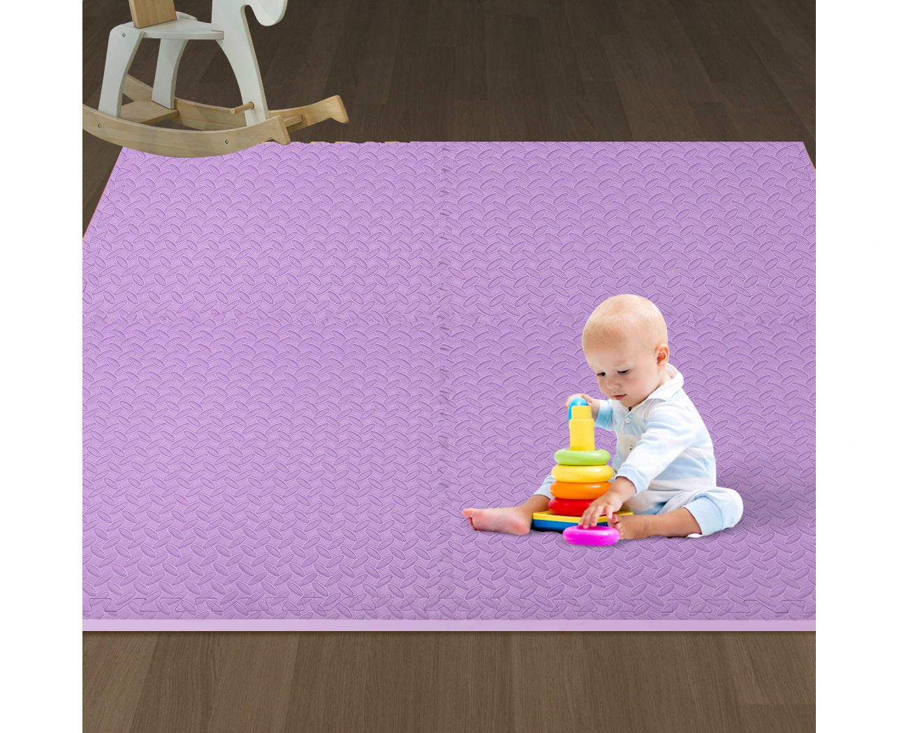 Bopeep EVA Foam Kids Play Mat Floor Kid Crawling Interlocking Home Purple 60x60