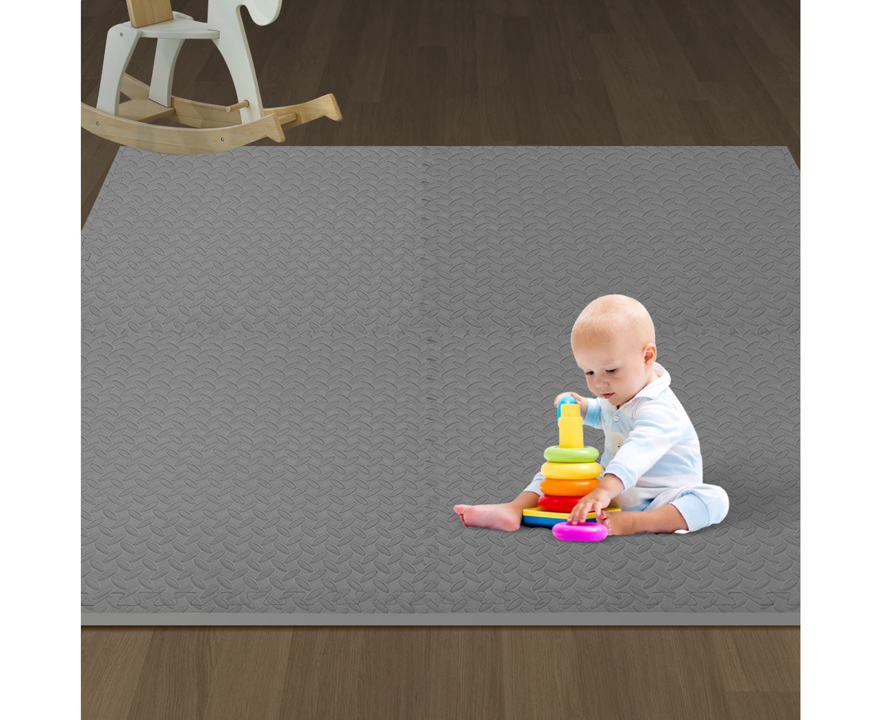 Bopeep EVA Foam Kids Play Mat Floor Kid Crawling Interlocking Home Grey 60x60