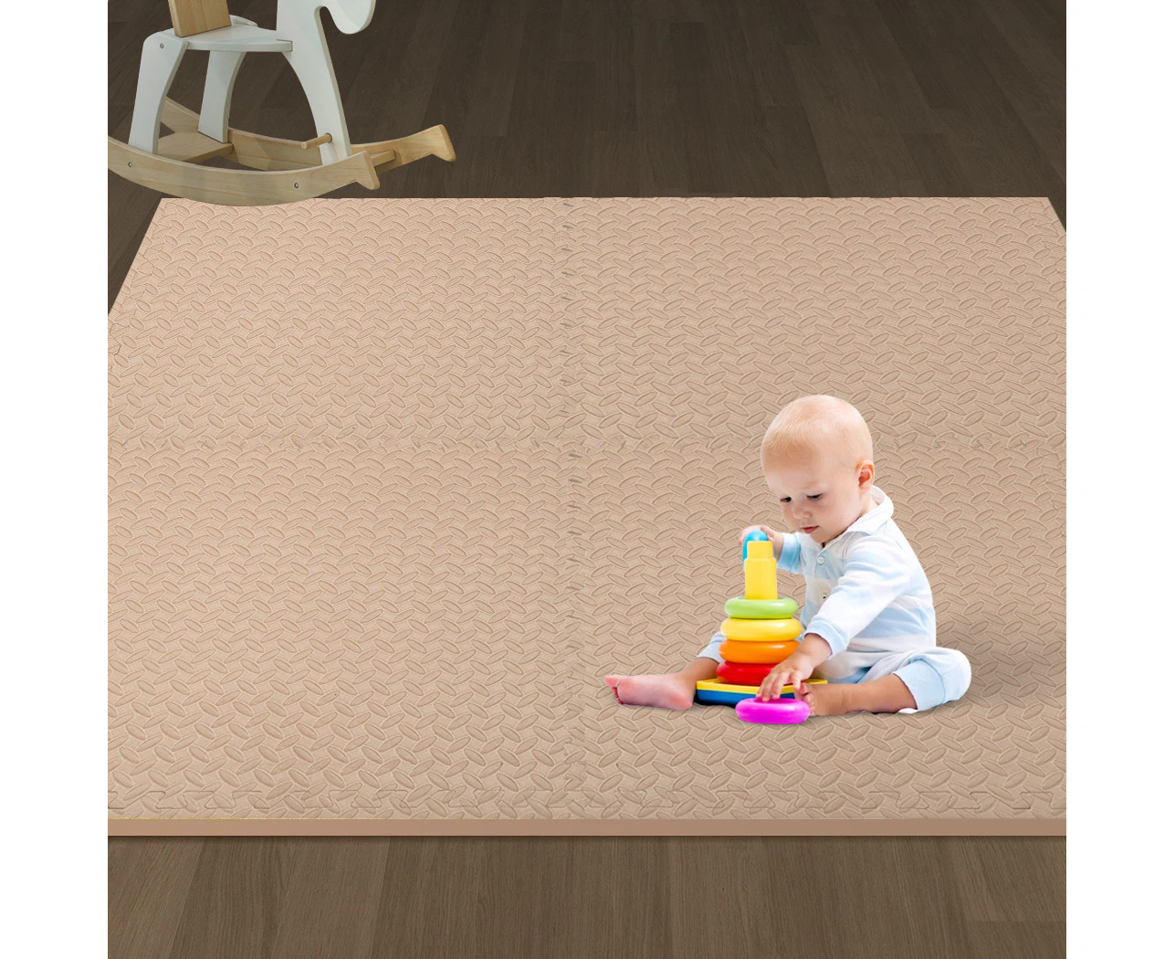 Bopeep EVA Foam Kids Play Mat Floor Kid Crawling Interlocking Home Beige 60x60