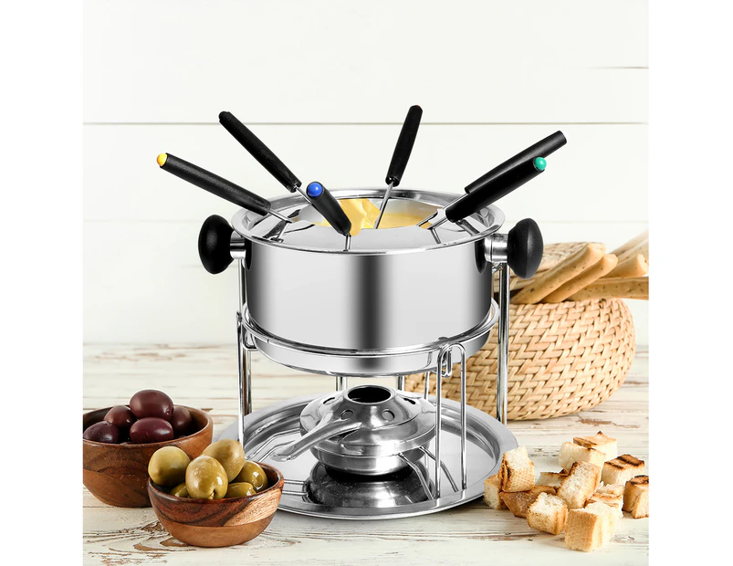 Toque Classic Fondue Set 12pcs Stainless Steel Cheese Chocolate Dipping  6 Forks