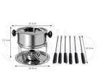 Toque Classic Fondue Set 12pcs Stainless Steel Cheese Chocolate Dipping  6 Forks