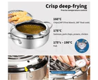 Toque Japanese Tempura Deep Frying Pot Thermometer Kitchen Fryer Pan 24cm Silver