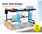 Toque Dish Drying Rack Over Sink Steel Black Plate Dish Drainer Organizer 2 Tier