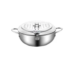 TOQUE Japanese Deep Frying Pot with Thermometer Kitchen Tempura Fryer Pan Silver