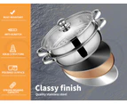TOQUE Stainless Steel Steamer Meat Vegetable Cookware Hot Pot Kitchen 3 Tier