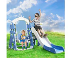 Bopeep Kids Slide Swing Basketball Ring Hoop Activity Center Toddlers Play Set - Navy blue and grey