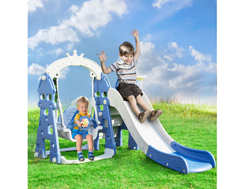 Kids Slide Swing Basketball Ring Hoop Activity Center Toddlers Play Set Outdoor