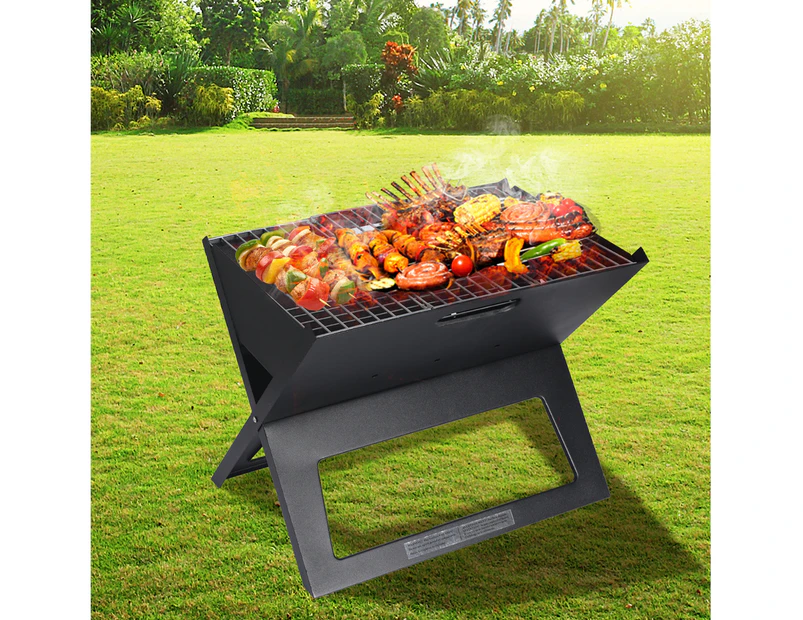 Portable Charcoal BBQ Grill Outdoor Camping Barbecue Set Picnic Foldable Smoker