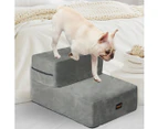 Pawz Pet Stairs 2 Step Ramp Portable Adjustable Climbing Ladder Soft Washable - Grey