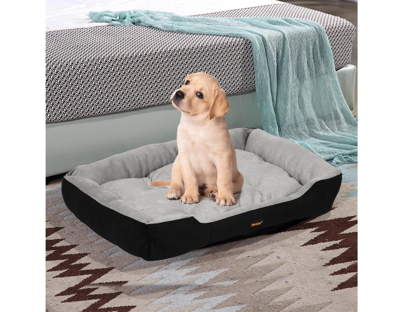 Pawz Pet Bed Dog Cat Calming Beds Warm Soft Plush Washable Cushion Black M