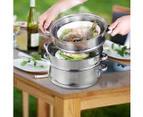 Toque Stainless Steel Steamer Meat Vegetable Cookware Hot Pot Kitchen 3 Tier - Silver