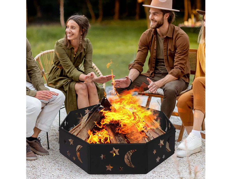 Moyasu Round Fire Pit Ring Outdoor Fireplace Camping Firepit Steel Portable 36"