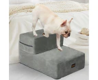 Pawz Pet Ramp Memory Foam Dog 2 Steps Stairs Portable Ladder Light Grey For Bed