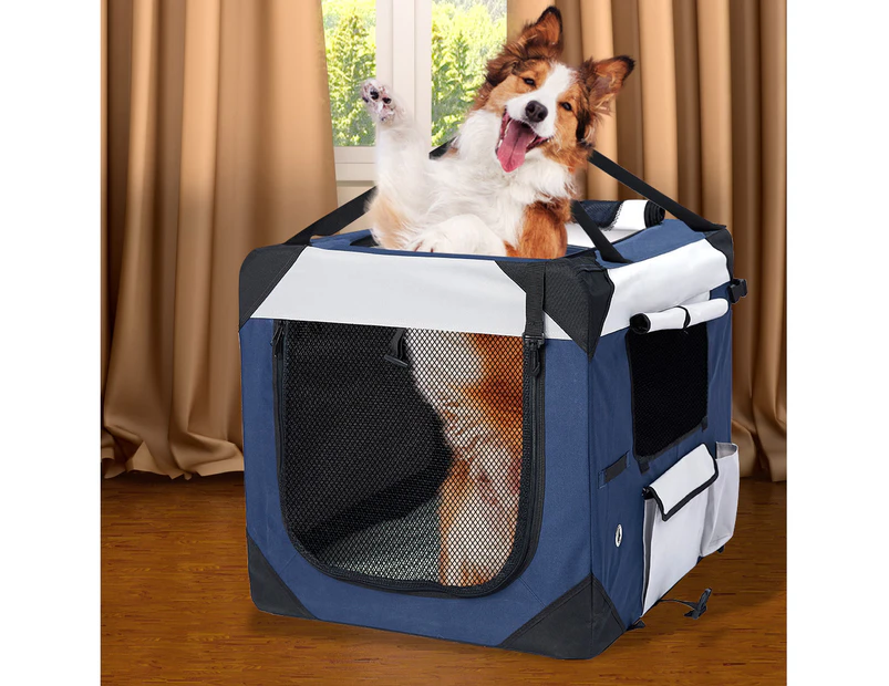 Pawz Pet Soft Crate Dog Cat Travel Carrier Puppy Kennel Folding Portable Blue XXL