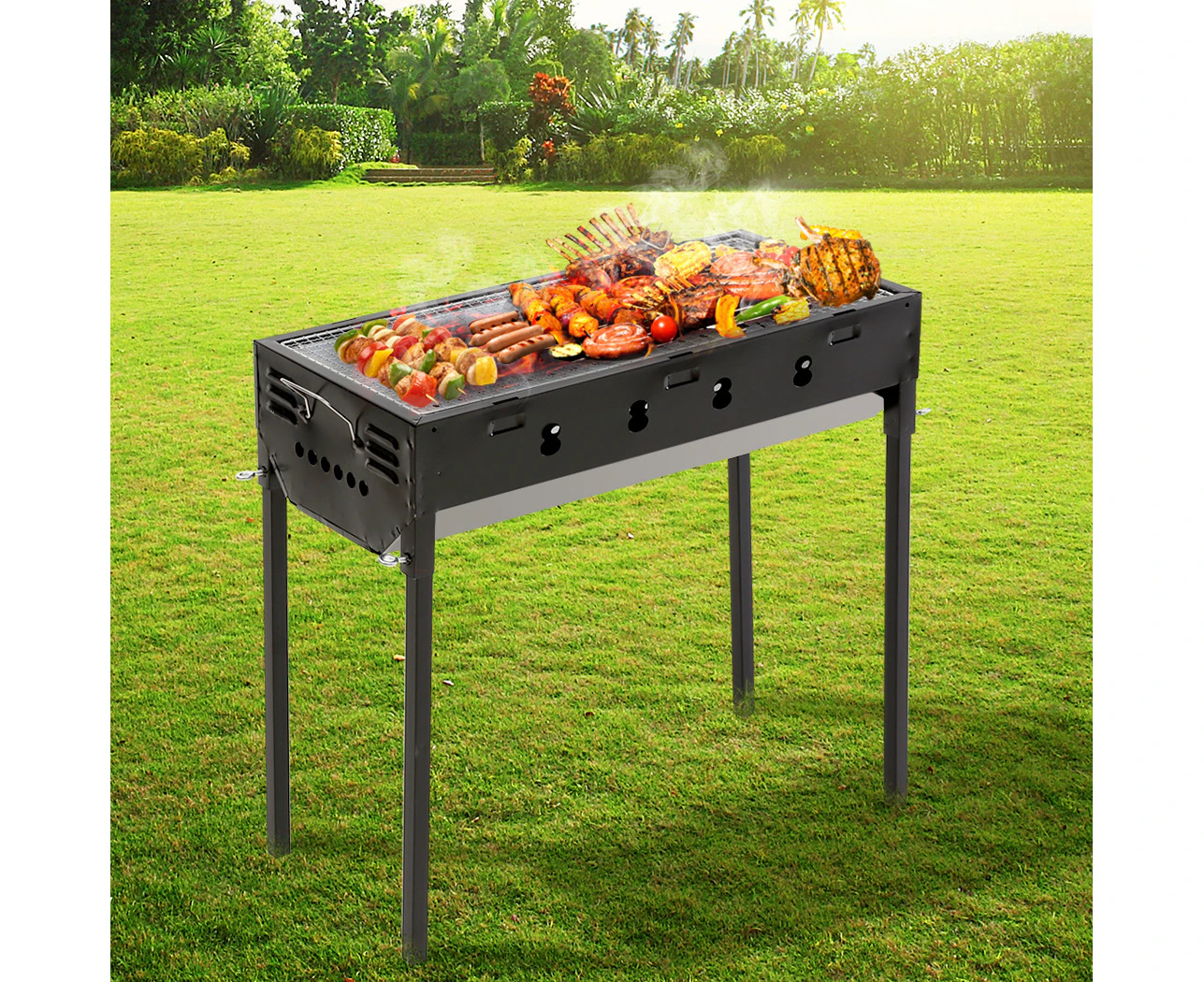 Moyasu Charcoal BBQ Grill Portable Outdoor Barbecue Set Camping Picnic Smoker