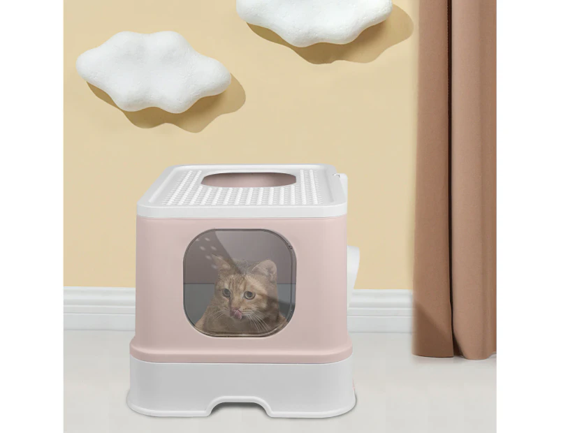 Pawz Cat Litter Box Fully Enclosed Kitty Toilet Trapping Odor Control Basin Coffee