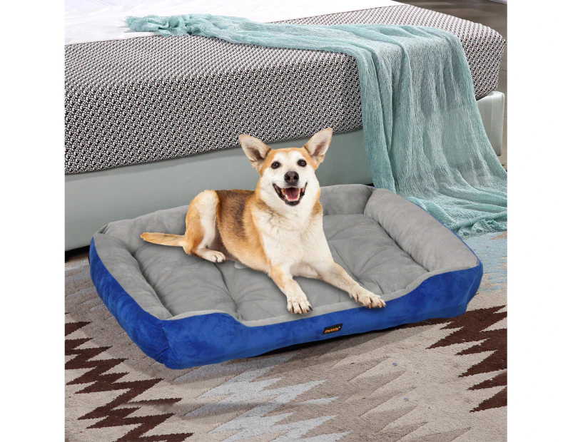 Pawz Pet Bed Dog Cat Calming Beds Warm Soft Plush Washable Cushion Navy L