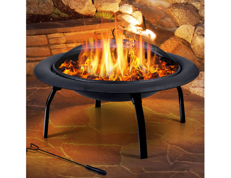 22" Fire Pit BBQ Grill Fireplace Outdoor Portable Garden Patio Heater Camping