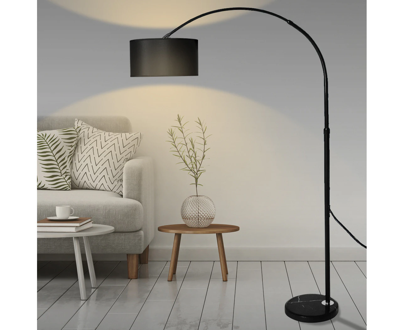 Modern LED Floor Lamp Reading Light Free Standing Height Adjustable Marble Base