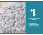 Dreamz Mattress Protector Topper Bamboo Charcoal Pillowtop Waterproof Queen - Grey - Bamboo Charcoal