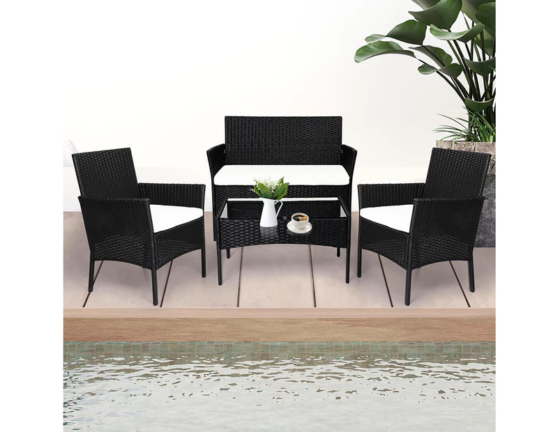 Levede 4PCS Outdoor Furniture Setting Patio Garden Table Chair Set Wicker Lounge