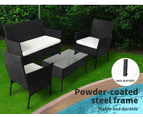 Levede 4PCS Outdoor Furniture Setting Patio Garden Table Chair Set Wicker Lounge