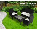 Levede 4PCS Outdoor Furniture Setting Patio Garden Table Chair Set Wicker Lounge