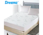 Dreamz Bamboo Fully Fitted Mattress Protector Bed Sheet Waterproof Cover Double - White,Grey