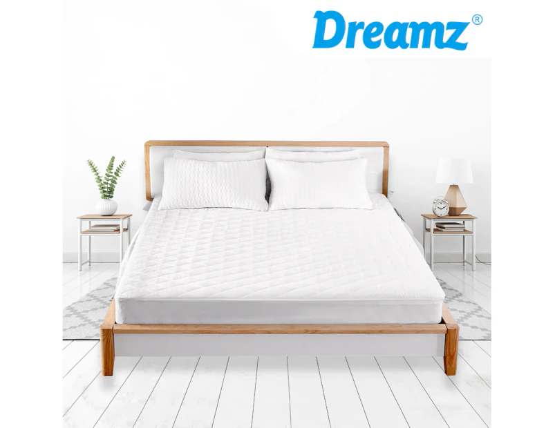 DreamZ Mattress Protector Waterproof Fitted Sheet Cover Queen Double King Single - White
