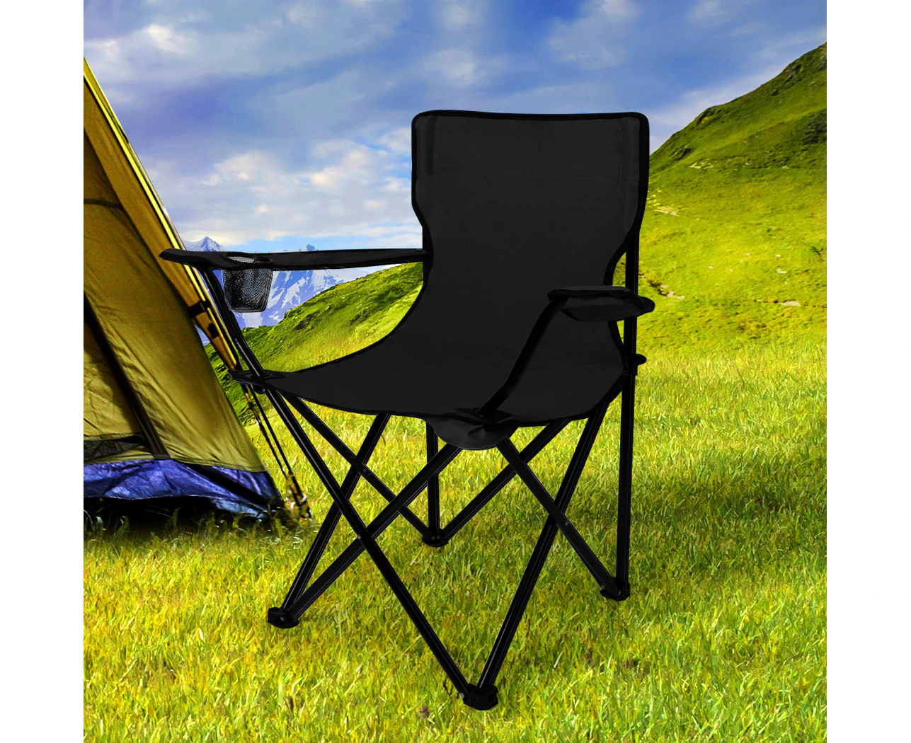 Levede 2Pcs Folding Camping Chair Picnic Outdoor Portable Fishing