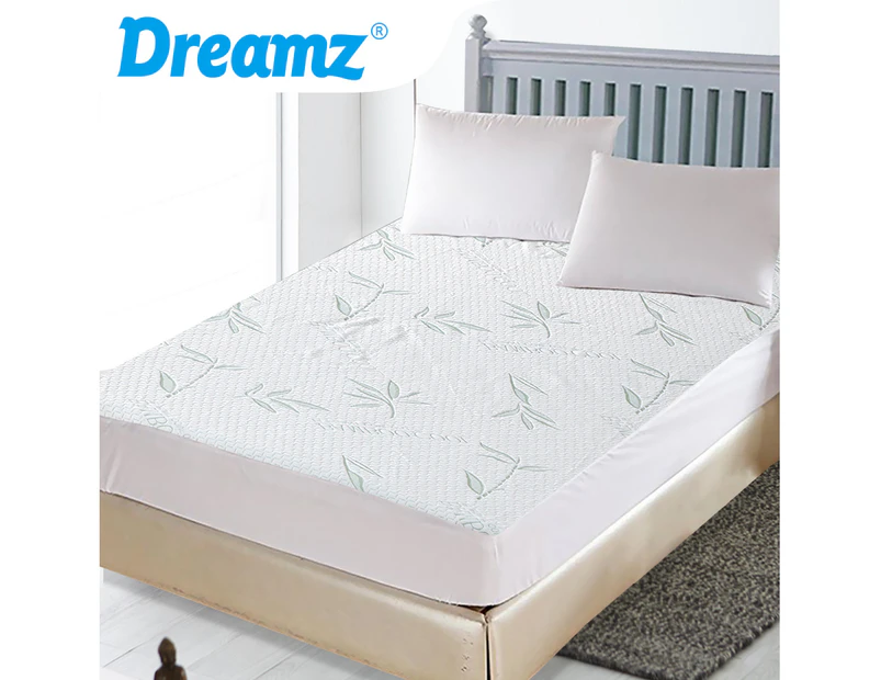 Dreamz Fully Fitted Waterproof Breathable Bamboo Mattress Protector King Size - White