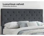 Levede Bed Frame Queen Size Mattress Base Platform Wooden Velvet Headboard Grey - Grey