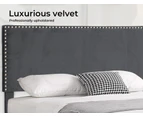 Levede Bed Frame Double Size Mattress Base Platform Wooden Velvet Headboard Grey