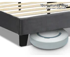 Levede Bed Frame Double Size Mattress Base Platform Wooden Velvet Headboard Grey