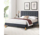 Levede Bed Frame Queen Size Mattress Base Platform Wooden Velvet Headboard Grey