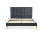 Levede Bed Frame Queen Size Mattress Base Platform Wooden Velvet Headboard Grey