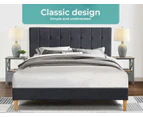 Levede Bed Frame Queen Size Mattress Base Platform Wooden Velvet Headboard Grey