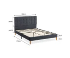 Levede Bed Frame Queen Size Mattress Base Platform Wooden Velvet Headboard Grey