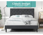 Levede Bed Frame Double Size Mattress Base Platform Wooden Velvet Headboard Grey - Grey
