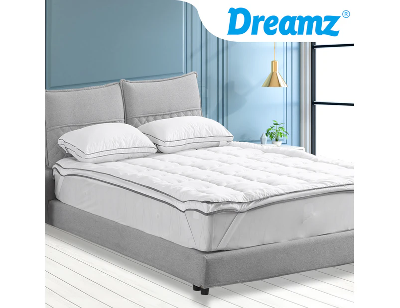 Dreamz Bedding Pillowtop Bed Mattress Topper Mat Pad Protector Cover Double